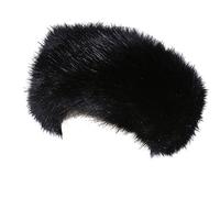 Soul Young Diadema de la piel falsa Mujer Para Invierno ligeramente elástica(Negro)
