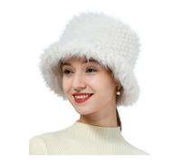 soul young Gorro de invierno de piel sintética para mujer, gorro de pescador cálido, blanco, Talla única