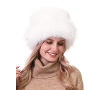 soul young Gorro de Mujer de Zorro Falso de Piel Cossack en Estilo Ruso Leopardo(Blanco)