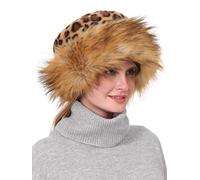 soul young Gorro de Mujer de Zorro Falso de Piel Cossack en Estilo Ruso Leopardo(Leopardo)
