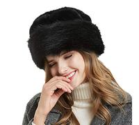 soul young Gorro de Mujer de Zorro Falso de Piel Cossack en Estilo Ruso Leopardo(Negro)