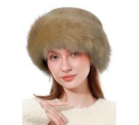 soul young Gorro de piel sintética de leopardo para mujer con forro polar y elástico para invierno, caqui, Talla única