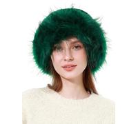 soul young Gorro de piel sintética de leopardo para mujer con forro polar y elástico para invierno, Verde leopardo, Talla única