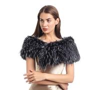 soul young para bufandas De piel de zorro falso de Mujeres de invierno(120cm,Negro&Blanco)