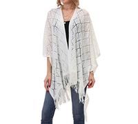 soul young Poncho Punto Chal diseño Para Mujer - Bufanda Suave Ligero Estolas tamaño grande Otoño Invierno(Cuadrado Blanco)