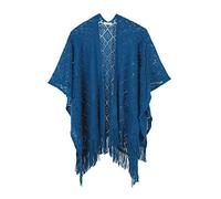 soul young Poncho Punto Chal diseño Para Mujer - Bufanda Suave Ligero Estolas tamaño grande Otoño Invierno(Cuadrado Azul)