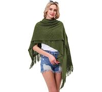 soul young Poncho Punto Chal diseño Para Mujer - Bufanda Suave Ligero Estolas tamaño grande Otoño Invierno(Ejercito Verde)