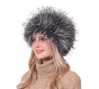 soul young Sombrero de Invierno del Estilo Ruso de la Piel Falsa de Las Mujeres Sombreros de Las Tapas de esquí de la Moda(Gris con Punta)