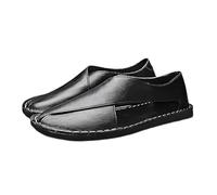 Soulario Leather Sandals for Men, Summer Casual Beach Hollow Breathable Fashion Slippers(Black,numeric_41)
