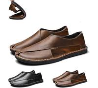 Soulario Leather Sandals for Men, Summer Casual Beach Hollow Breathable Fashion Slippers(Bronw,numeric_43)