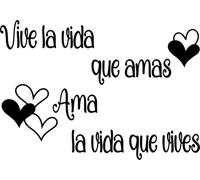 SoulArt. SoulArt, Vinilos de pared decorativo con frase "vive la vida que amas..." Pegatina decorativa con frase inspiradora. Pegatinas decorativas entrada. Vinilo de corte (30x59cm)