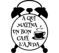 SoulArt, Vinilo de pared decorativo con frase "A qui matina..." Vinilo decorativo para bar cafeteria o restaurante. Pegatina decorativa con frase divertida. Vinilo de corte (21x30cm)