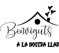 SoulArt, Vinilo de pared decorativo con frase "Benvinguts a la nostra llar" Pegatinas decorativas entrada. Vinilo decorativo pared salón. Vinilo de corte (21x30cm)