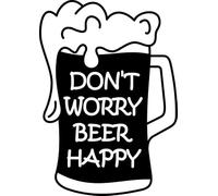 SoulArt, Vinilo de pared decorativo con frase "Don't worry beer happy" Vinilo decorativo para bar cafeteria o restaurante. Pegatina decorativa con frase divertida. Vinilo de corte(21x30cm)
