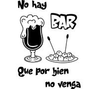 SoulArt, Vinilo de pared decorativo con frase "No hay bar..." Pegatina decorativa con frase divertida. Vinilo decorativo para bar cafeteria o restaurante. Vinilo de corte (42x59cm)