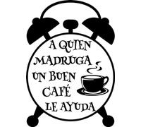 SoulArt® Vinilo decorativo con frase "A quien madruga un buen café le ayuda" Pegatinas decorativas cocina. Decoración cafeteria, vinilo pared autoadhesivo, vinilo de corte para negocios (29x41cm)