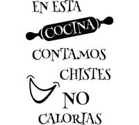 SoulArt® Vinilo decorativo con frase "En esta cocina contamos chistes no calorías" - Pegatinas decorativas para pared. Decoración de cocina, vinilo autoadhesivo, vinilo de corte (20x29cm)