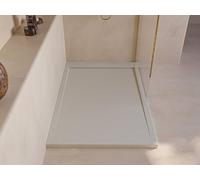 SOULBATH Plato de Ducha - Resina - Gel Coat - Textura Liso/Piedra - Antideslizante - Color Crema - 100X70- Extraplano 3cm. Incluye Válvula de desagüe - Diseño Minimalista