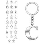 SoulCats® - Llavero, diseño de letra plateada A-Z, llavero de acero refinado, color plateado, selección: modelo C, ca. 31 x 39 mm, acero inoxidable, sin piedra, ca. 31mm x 39 mm, Acero inoxidable, Sin