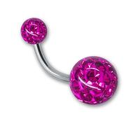 SoulCats® Ombligo Piercing plátano con Varilla de Bola de Cristal de Recubrimiento epoxi Gel 1.6, Color: Pink, Longitud: 10 mm