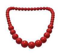 SoulCats Rojo Cadena Collar de Perlas Collar de Perlas de acrílico, Color: Rojo