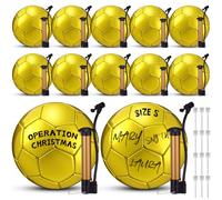 Soulchen 12 pelotas de fútbol de Operación de Navidad | Incluye aguja de bomba, mini balón de fútbol, balón de fútbol con autógrafo oficial, regalo desinflado para donación de