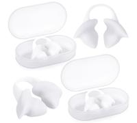 Soulchen 2 tapones de nariz de silicona impermeables sin dolor con caja de almacenamiento para adultos, niños, hombres, mujeres, principiantes (niños, blanco)