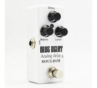 SoulDiM Pedal de efecto de guitarra de retardo analógico con interruptor True Bypass, mini pedal de efecto de retardo de guitarra eléctrica (retraso azul)