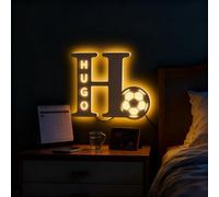 souleather Lámpara De Noche Led Personalizada Con Letras De Balón De Fútbol, Diseño Personalizado, Lámpara De Pared De Madera Tallada, Ideal Para Dormitorio, Navidad Y Bodas.