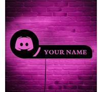 souleather Letrero de neón con nombre de usuario de Discord | Letrero LED de discordia personalizado | Decoración de influencers de redes sociales | Pantalla de luz de transmisión personalizada |