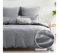 SOULFUL Funda de edredón 200x200 Algodón con 2 Fundas de almohada 65x65 cm, Diseño Boho Rayas, 100% Algodón Lavado, Certificado Oeko-TEX, Conjunto de Ropa de Cama de Algodón Marino para 2 Personas con