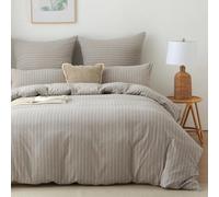 SOULFUL - Funda nórdica de 140 x 200 cm, algodón, diseño de rayas con 1 funda de almohada de 65 x 65 cm, 100% algodón lavado, certificado Oeko-TEX, gris Boho Rayas, juego de cama para 1 persona, 140 x