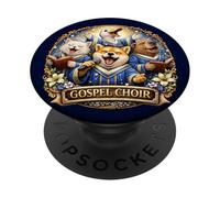 Soulful Gospel Coro Música Shiba-Inu Mientras predica en la Iglesia PopSockets PopGrip Adhesivo