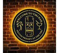 soulglass Bienvenido a Tiki Bar Letrero de neón Luz personalizada Su nombre Est Año Tema Tiki Bar Inicio Pub Colorido LED Letrero de neón Cóctel Estilo club nocturno