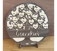 soulglass Nombre Personalizado Árbol genealógico Decoración de Madera Letrero de Escritorio Letrero de decoración de Madera Regalo para mamá Navidad Día de la Madre con Nombres en Forma de corazón