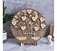 soulglass Nombre Personalizado Árbol genealógico Decoración de Madera Letrero de Escritorio Regalo para mamá Navidad Día de la Madre en Forma de corazón
