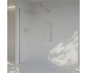 SoulHome Mampara ducha Fija MATE ARENADO 100 cm x Alto 200 cm Cromo | Panel Fijo, Walk In, Vidrio Mateado de seguridad 8 mm, tratamiento antical, Medida 100 cm