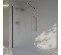 SoulHome Mampara ducha Fija MATE ARENADO 110 cm x Alto 200 cm Negro | Panel Fijo, Walk In, Vidrio Mateado de seguridad 8 mm, tratamiento antical, Medida 110 cm