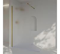 SoulHome Mampara ducha Fija MATE ARENADO 120 cm x Alto 200 cm Dorado | Panel Fijo, Walk In, Vidrio Mateado de seguridad 8 mm, tratamiento antical, Medida 120 cm