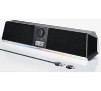 Soulion Altavoz R80 para PC, alimentado por USB y Bluetooth, con reloj digital LCD y cajas de luz colorida