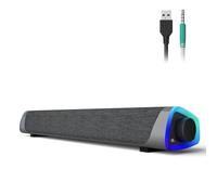 SOULION R30 Altavoces PC, Altavoces USB de Computadora, Luces LED Coloridas con botón de Interruptor, Altavoz de Barra de Sonido para computadora portátil de Escritorio