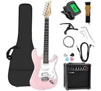 Soulmate Kit de iniciación de guitarra eléctrica de tamaño completo de 39 pulgadas para principiantes, cuerpo sólido, pastillas HSS con amplificador de 15 W, bolsa de concierto, afinador digital