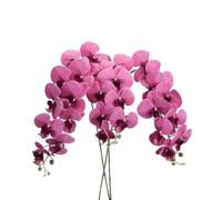 Soulnioi 3 flores artificiales de orquídea, 9 cabezas por tallo, orquídeas falsas Phalaenopsis, tallos de 39 pulgadas de largo para arco de boda, centros de mesa y exhibición de habitación, rosa