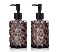 Soulnioi Juego de dispensador de jabón, 2 botellas dispensadoras de loción de vidrio con bomba, dispensador de jabón líquido recargable de 330 ml para baño, cocina, encimera, lavandería, café