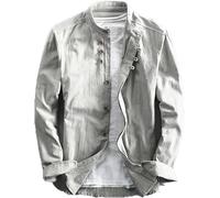 Soulona - Camisa Katana Soulona para hombre, estilo japonés Soulona, camisa Soulona, gris claro, XL