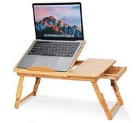 SOULONG Escritorio de Cama para Ordenador portátil, 1 Estante Ajustable de bambú para Dormitorio o Cama con Dos Flores