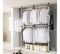 SOULONG Perchero de Pared Telescópico, Acero Inoxidable, 3 Postes 4 Barras, Resistente, para Colgar Ropa