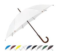 SoulRain - Paraguas clásico con mango de madera y arco de 122 cm, apertura automática, resistente al viento, transparente, irrompible, negro (Blanco)