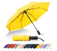 SoulRain Paraguas de viaje, resistente al viento y compacto, para lluvia, perfecto paraguas plegable para automóvil, paraguas de golf y compañero de viaje (Yellow)
