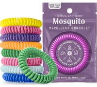 SoulSation Pulseras repelentes de mosquitos, paquete de 15 unidades, sin DEET, bandas envueltas individualmente